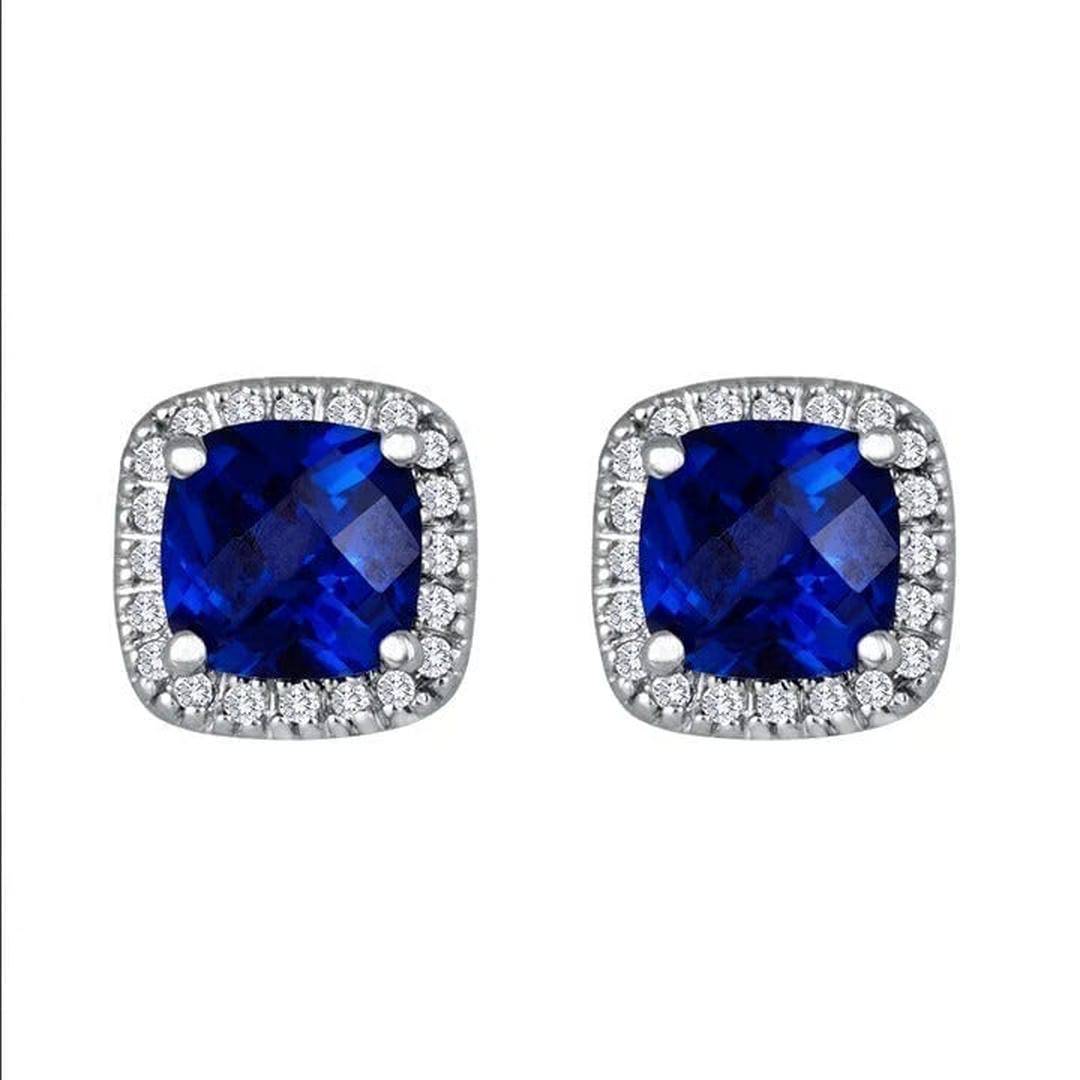 Boucles d'oreilles carrées Saphir Danoir Paris en or avec pierres précieuses brillantes, élégantes et modernes.