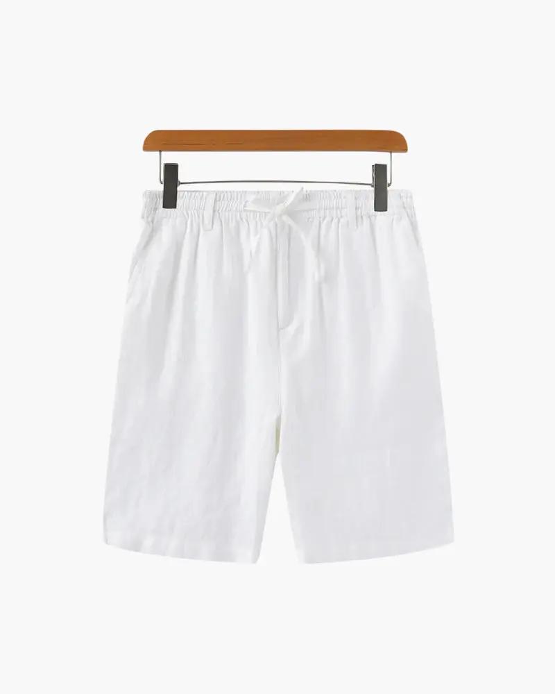Shorts en lin premium Casablanca de la marque Old Money, vue en gros plan avec détails du tissu et du design.