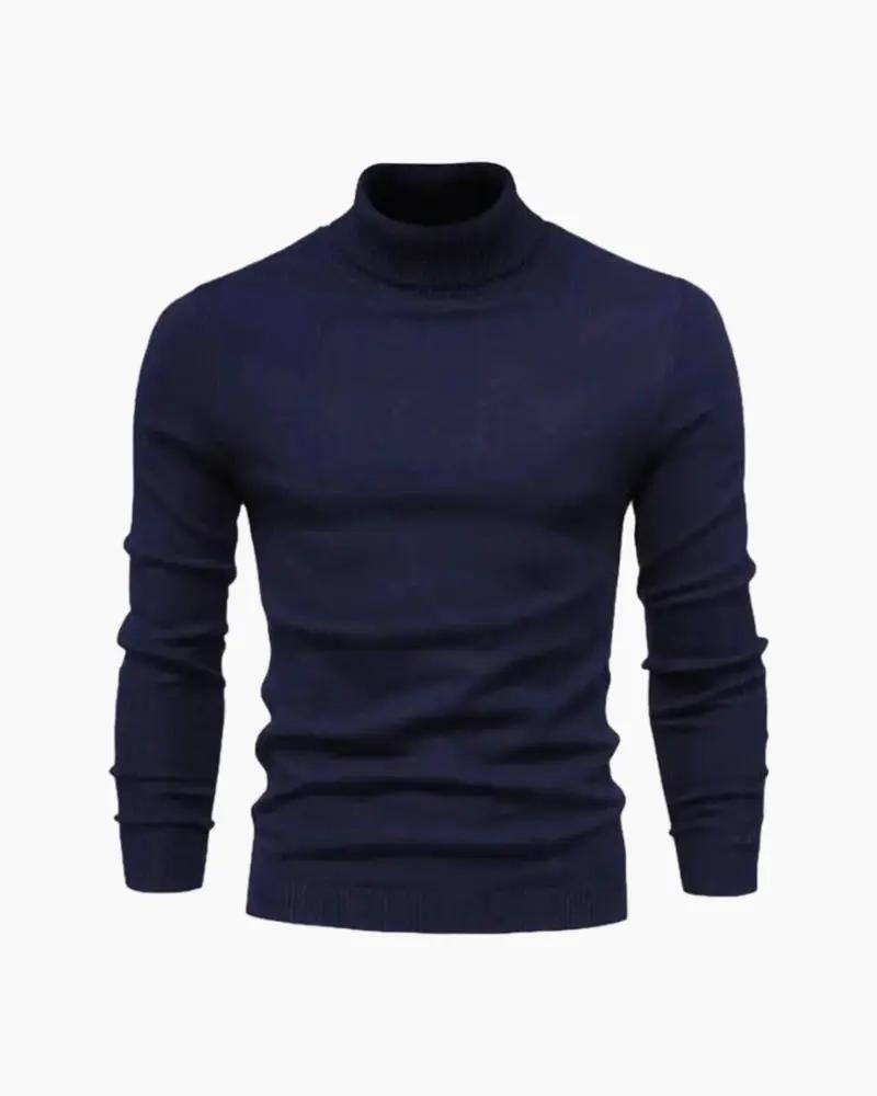 Pull à col roulé en laine mérinos Gstaad d'Old Money, vue de face, couleur neutre, tissu doux et texturé.