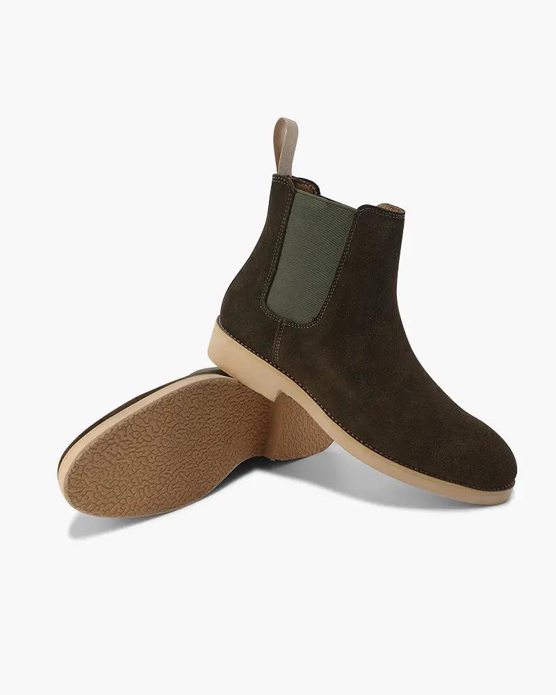 Bottes Chelsea Old Money en cuir marron avec semelle en caoutchouc, style classique et élégant.