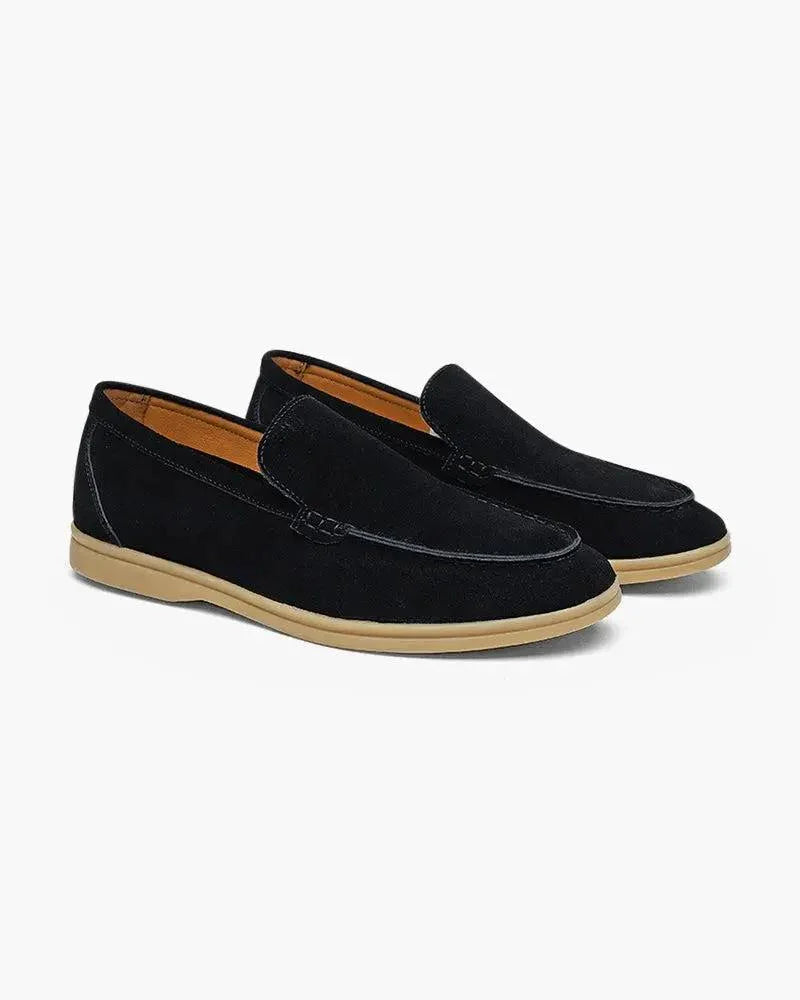 Chaussures mocassins en daim Old Money Premium Old Money, élégants loafers en daim beige avec semelle en caoutchouc.