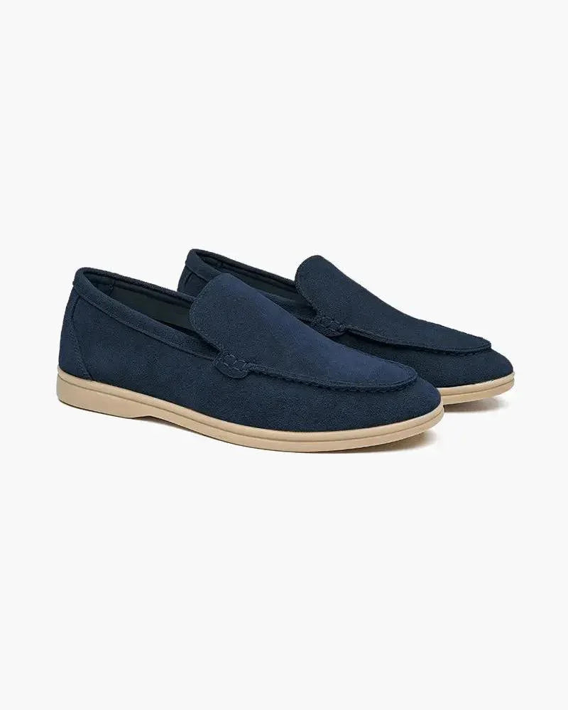 Mocassins en daim Old Money Premium, chaussures pour homme de style classique, couleur marron, avec semelle en caoutchouc.