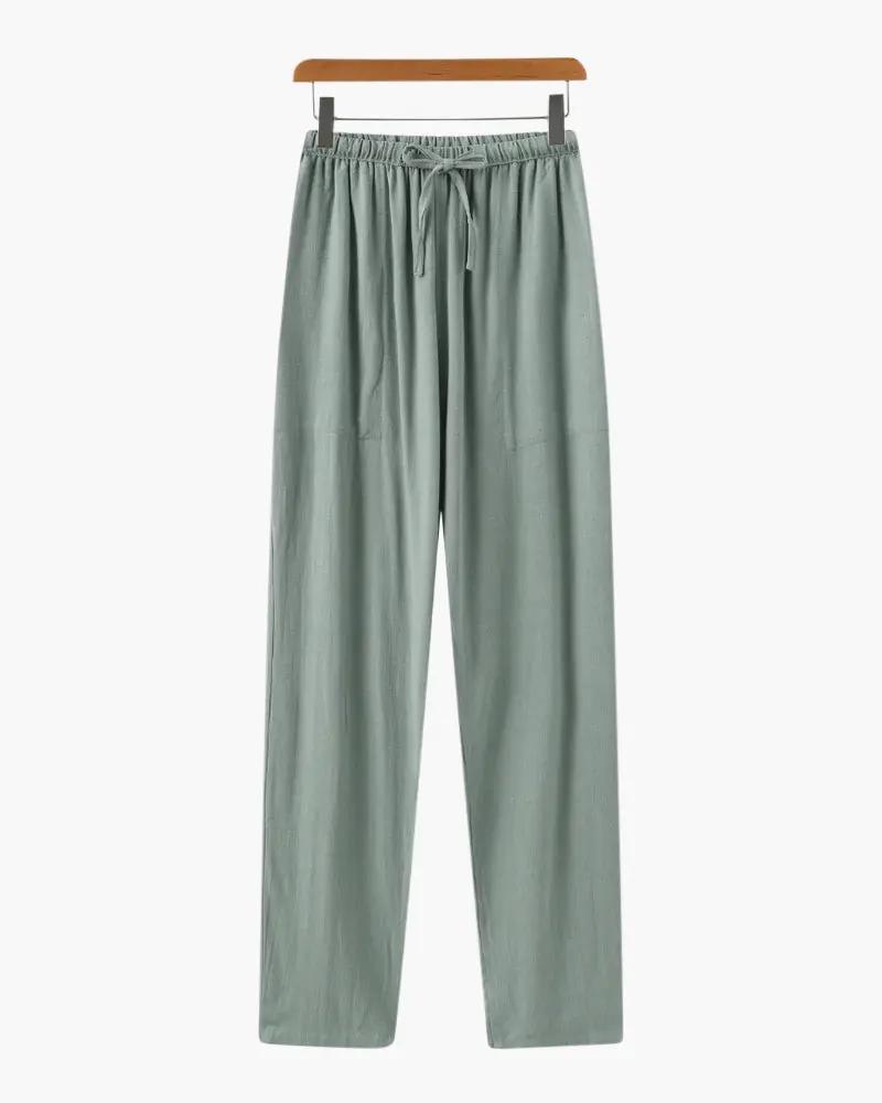 Pantalon en lin Marrakech slim fit de Old Money WorldWide, coupe ajustée, tissu léger et confortable, couleur naturelle.