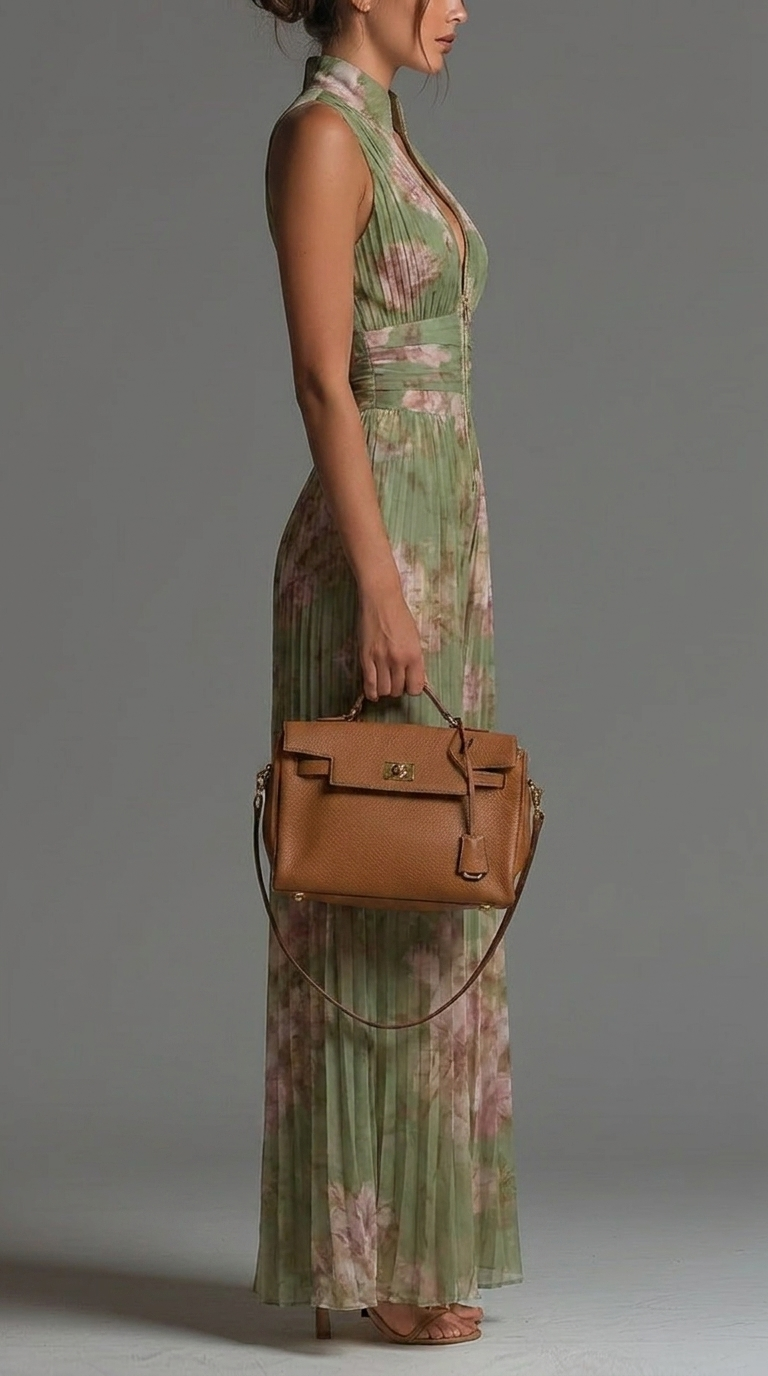 Combinaison plissée fluide à fleurs en chiffon de la marque Olivia Reed Fashion, élégante et légère.