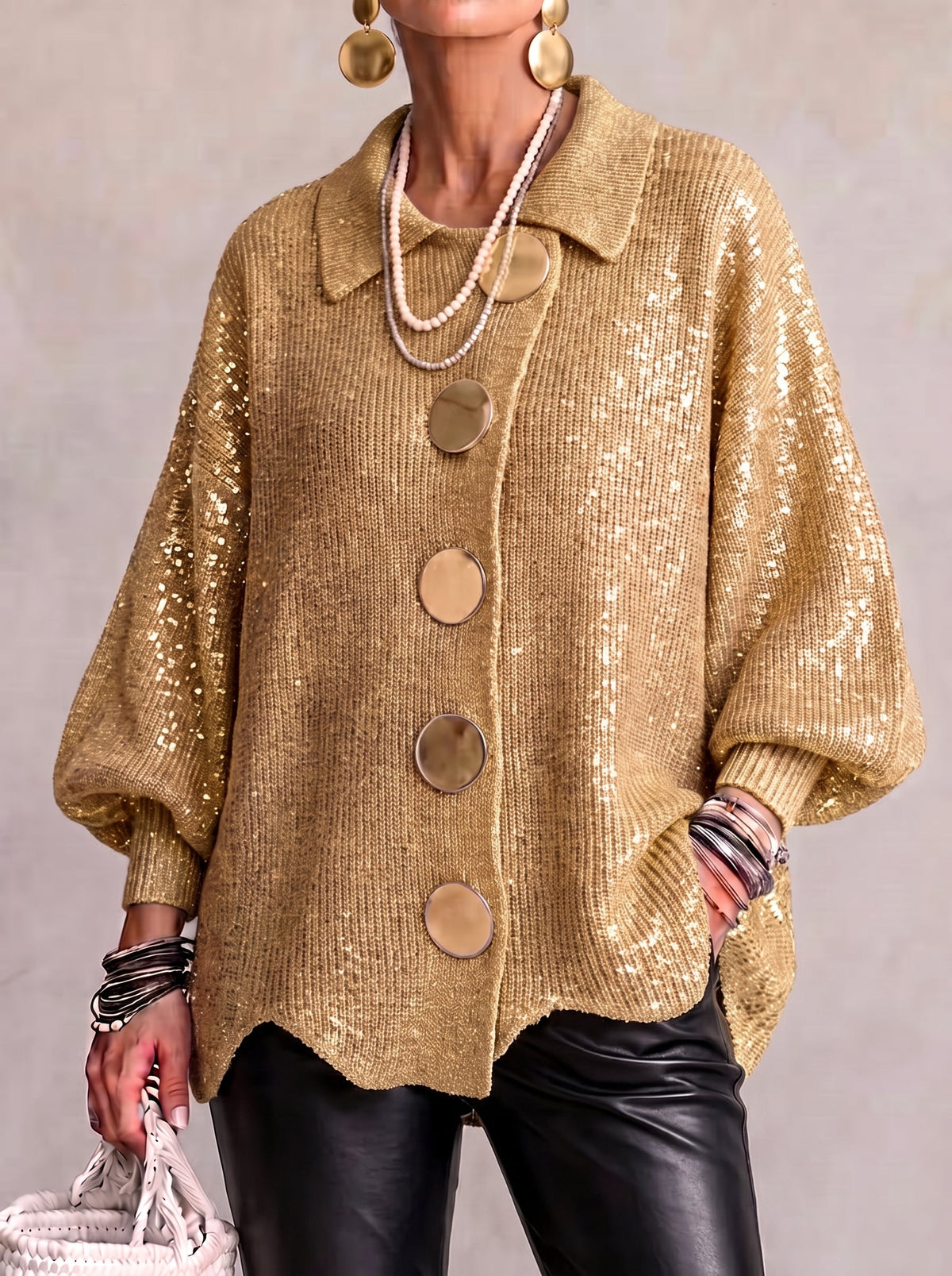 Karina - Cardigan Boutonné Oversize avec Col