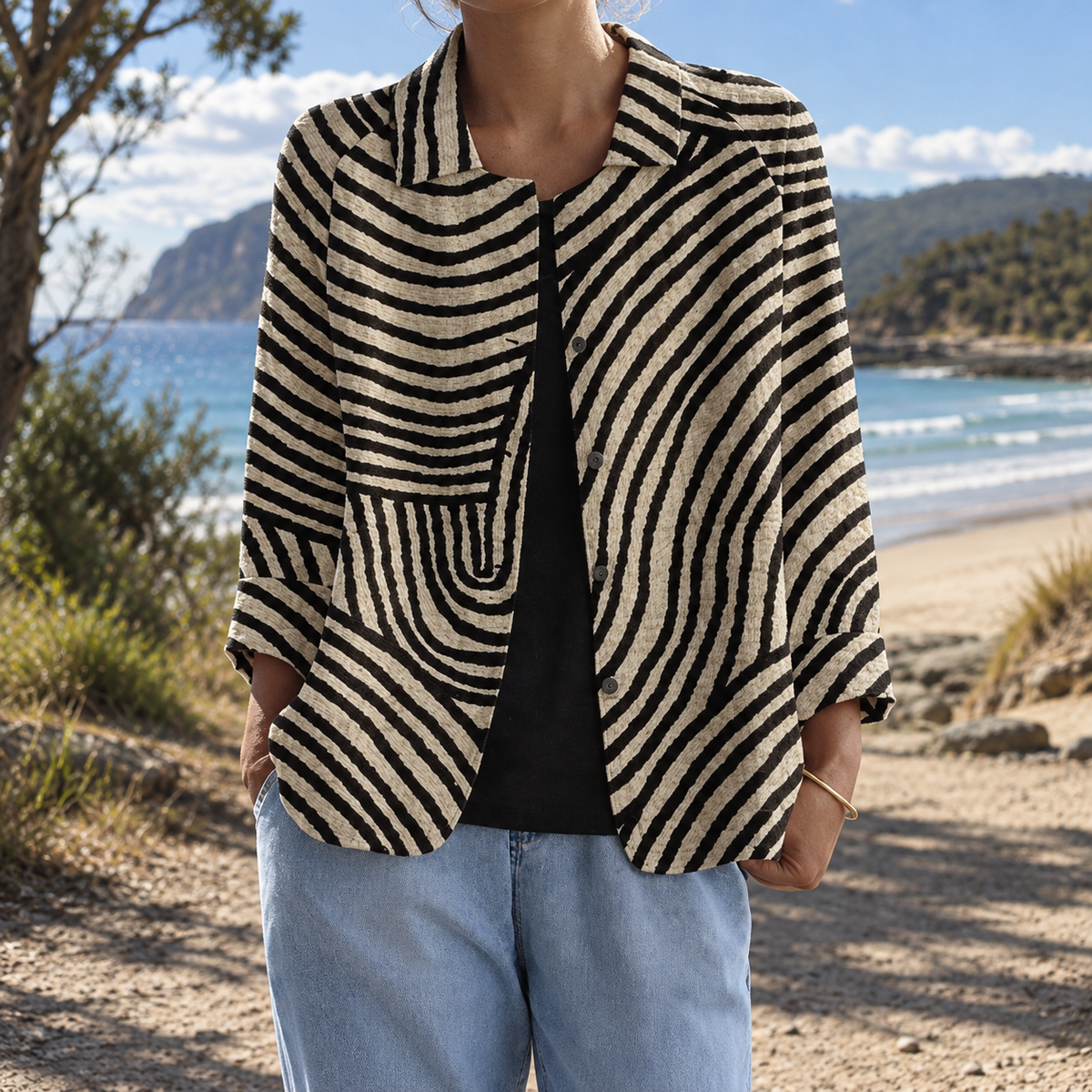 Roxy | Blazer ouvert à rayures
