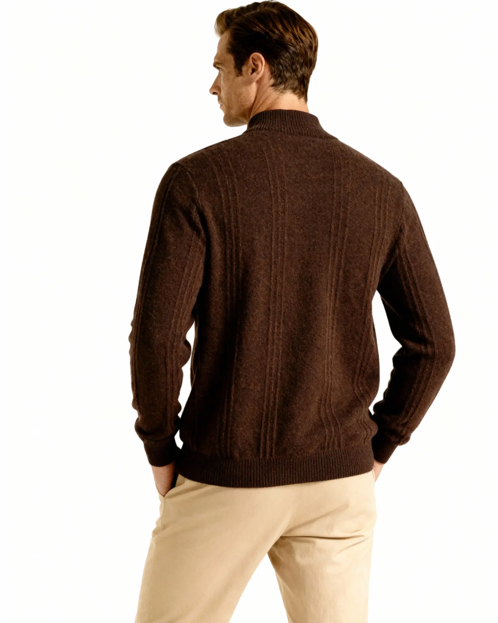 100% Cashmere Ribbed Half Zip Old Money