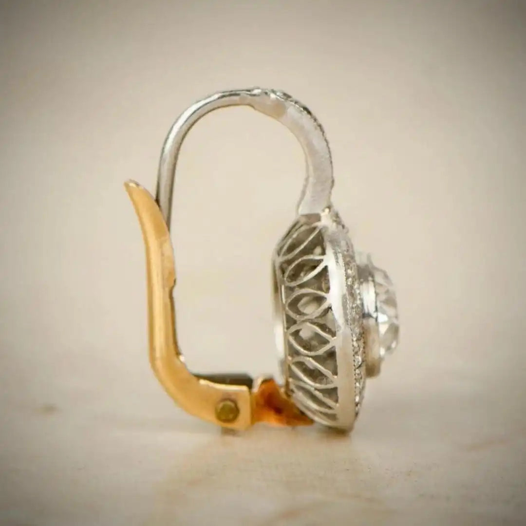Boucles d'oreilles vintage en cristal doré et argenté