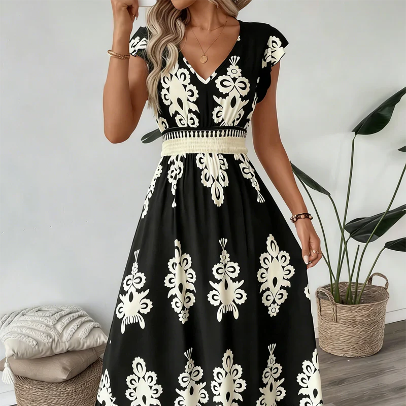 Candela | Robe longue baroque à col en V