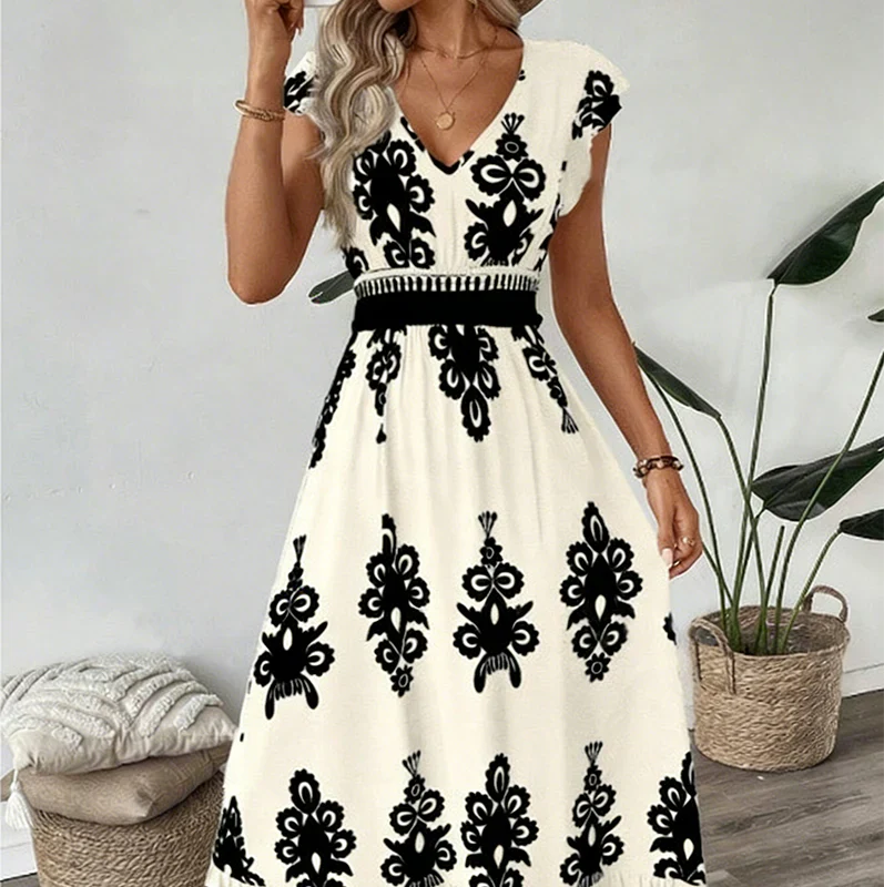 Candela | Robe longue baroque à col en V