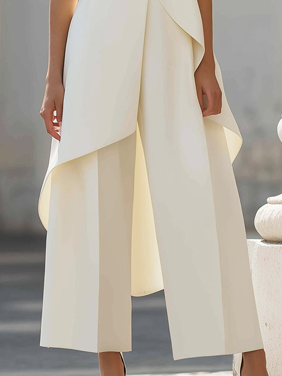 Ensemble femme Catalina de Danoir Paris avec haut à col haut et pantalons palazzo, style élégant et moderne.