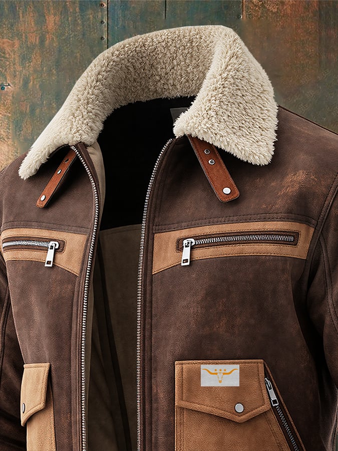MAISON CLÉMENT PARIS™ | BOMBER ET SUÉDINE MARRON À COL SHERPA CHAUD