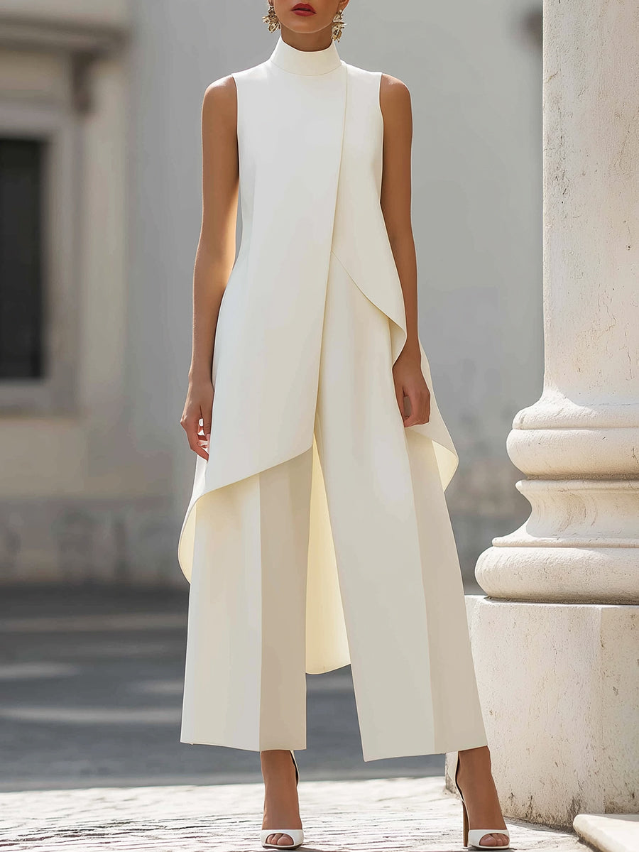 Ensemble femme Catalina Danoir Paris avec haut à col haut et pantalons palazzo, look élégant et tendance.
