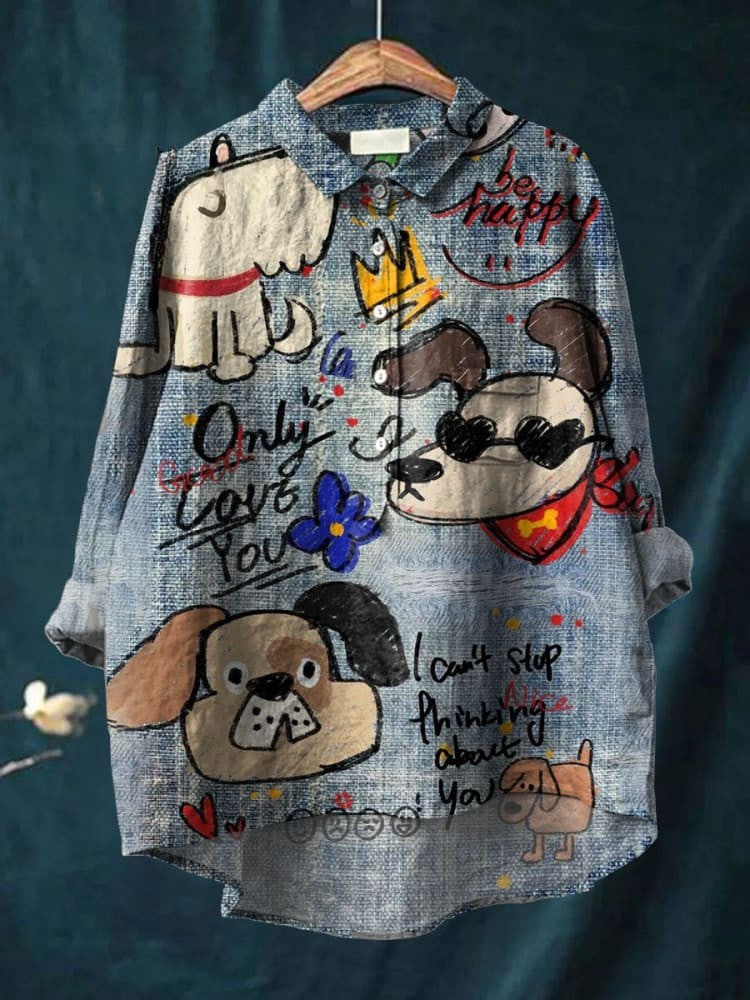 Mia | T-shirt avec un adorable gribouillage de chien