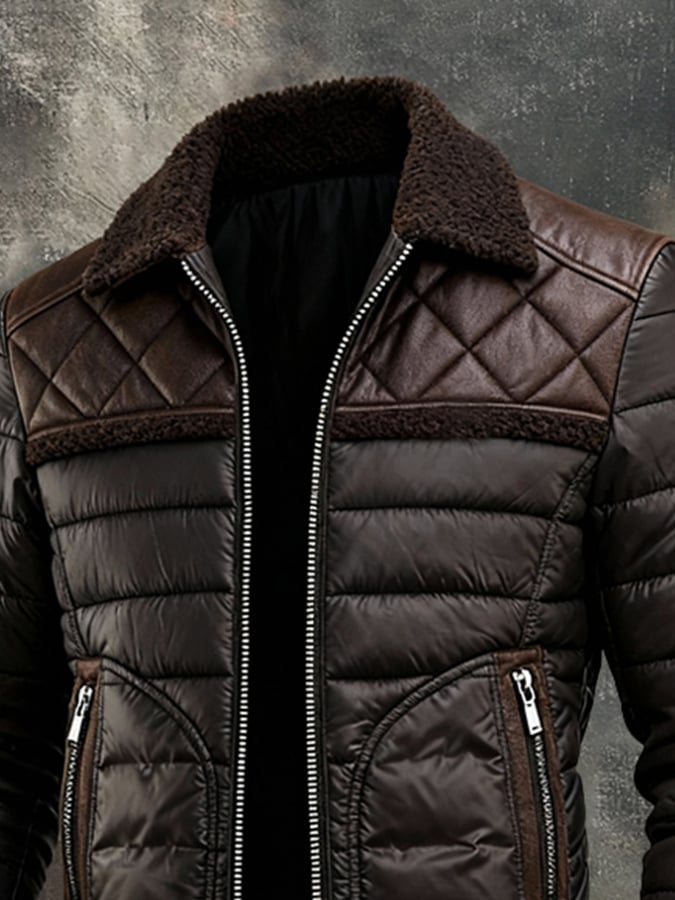 MAISON CLÉMENT PARIS™ | GILET MATELASSÉE MARRON À COL SHERPA CHAUD