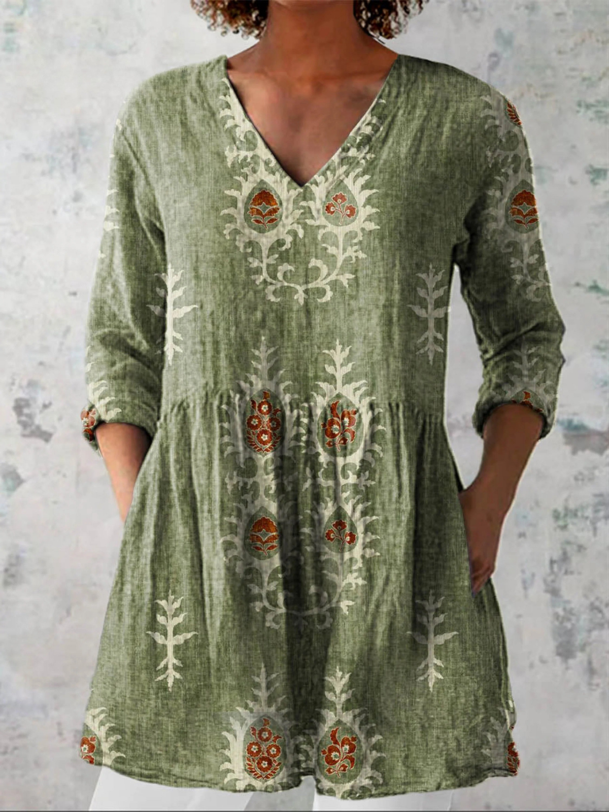 Elise | Longue blouse avec col en V