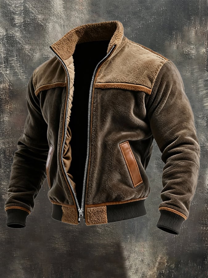 MAISON CLÉMENT PARIS™ | VESTE CHAUDE EN VELOURS ET CUIR DOUBLÉE POLAIR