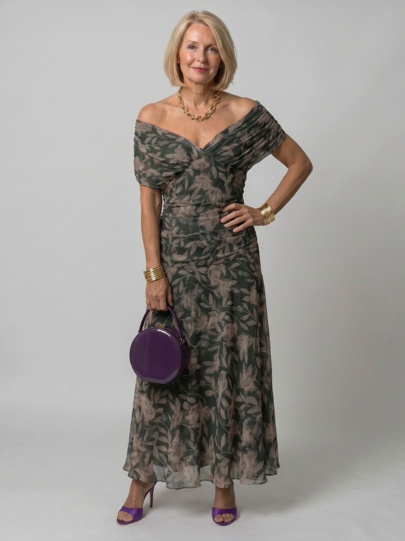 Calen | Robe longue midi épaules dénudées