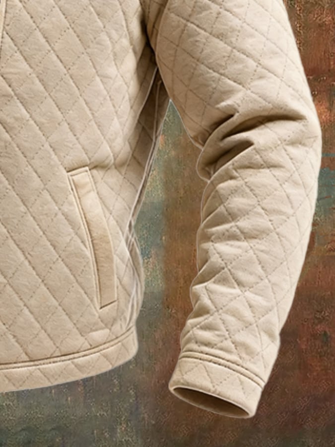MAISON CLÉMENT PARIS™ | VESTE MATELASSÉE BEIGE À EMPIÈCEMENTS EN CUIR