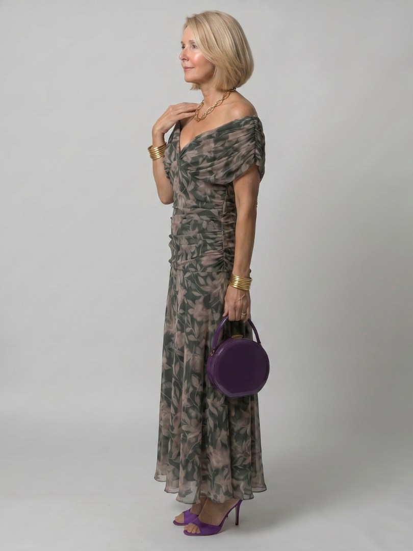 Calen | Robe longue midi épaules dénudées