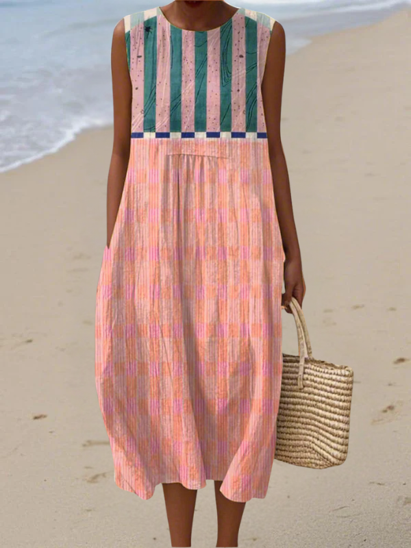 Lily | Robe Midi Rayée Pastel