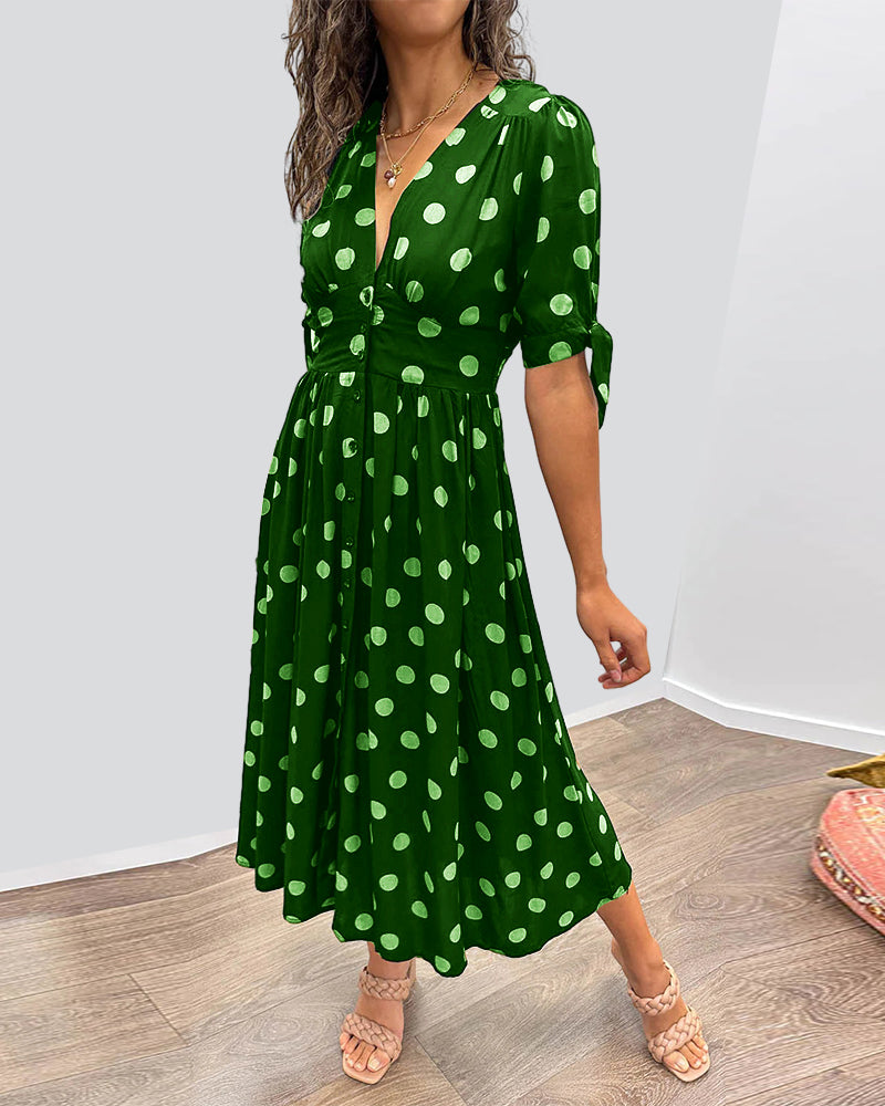 Miley - Robe à Pois Col en V