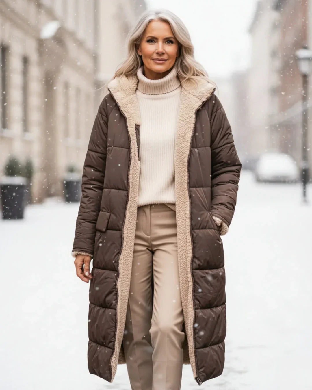 Layla - Élégant Manteau Long Réversible