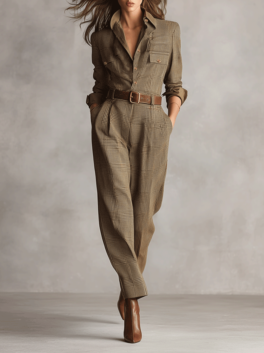 Robe marron Célia de Danoir Paris avec détails sophistiqués, coupe élégante et tissu fluide, vue de face.