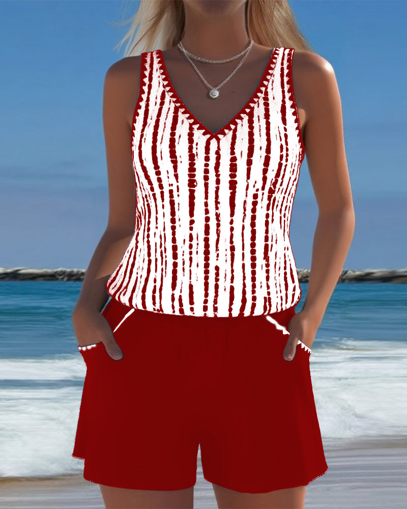 Leslie - Ensemble short et tankini décontracté