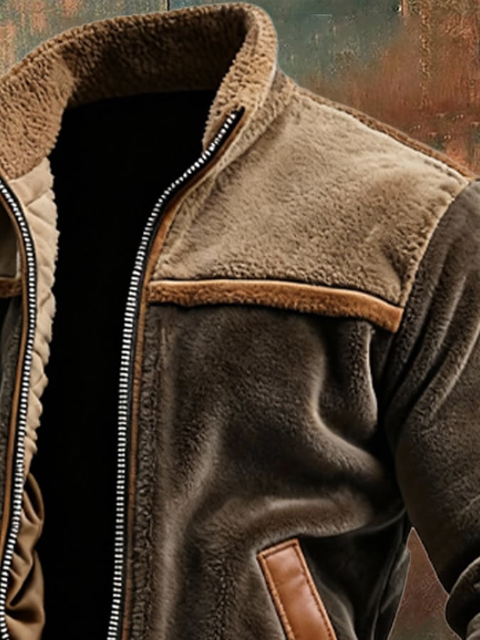 MAISON CLÉMENT PARIS™ | VESTE CHAUDE EN VELOURS ET CUIR DOUBLÉE POLAIR