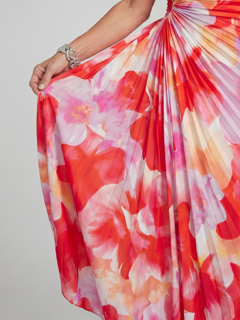 Taya | Robe midi plissée asymétrique à une épaule