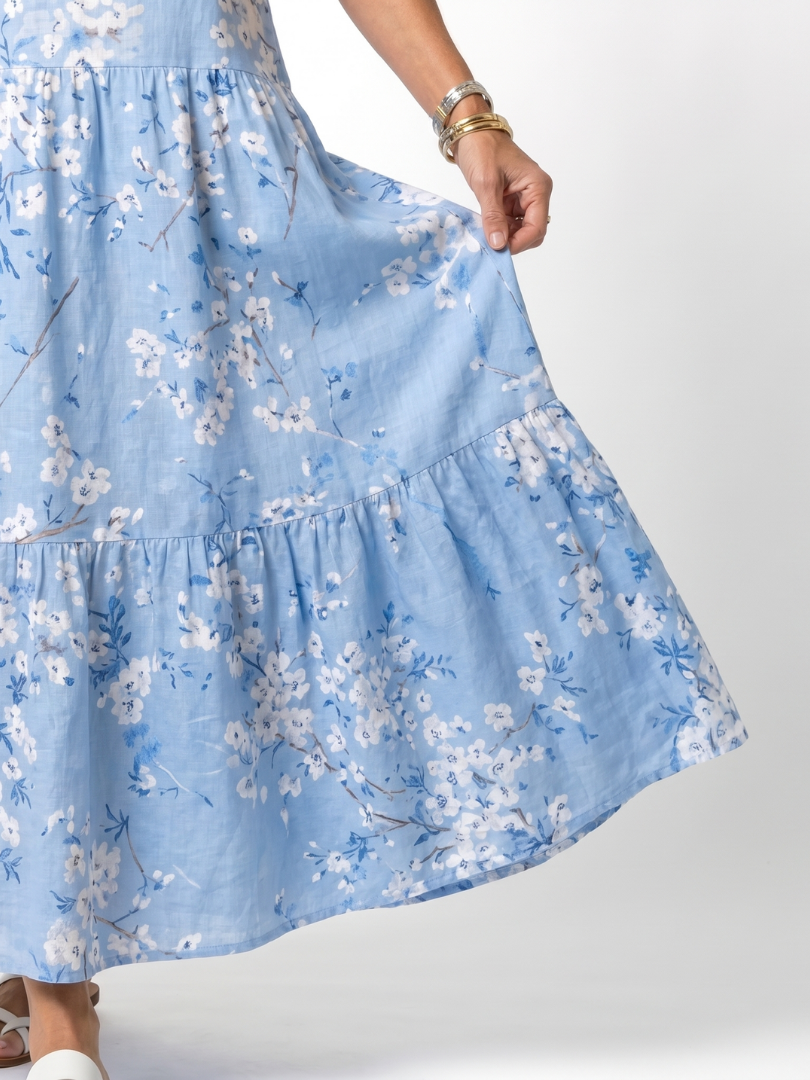 Alora | Robe Midi à Motif Floral avec Franges