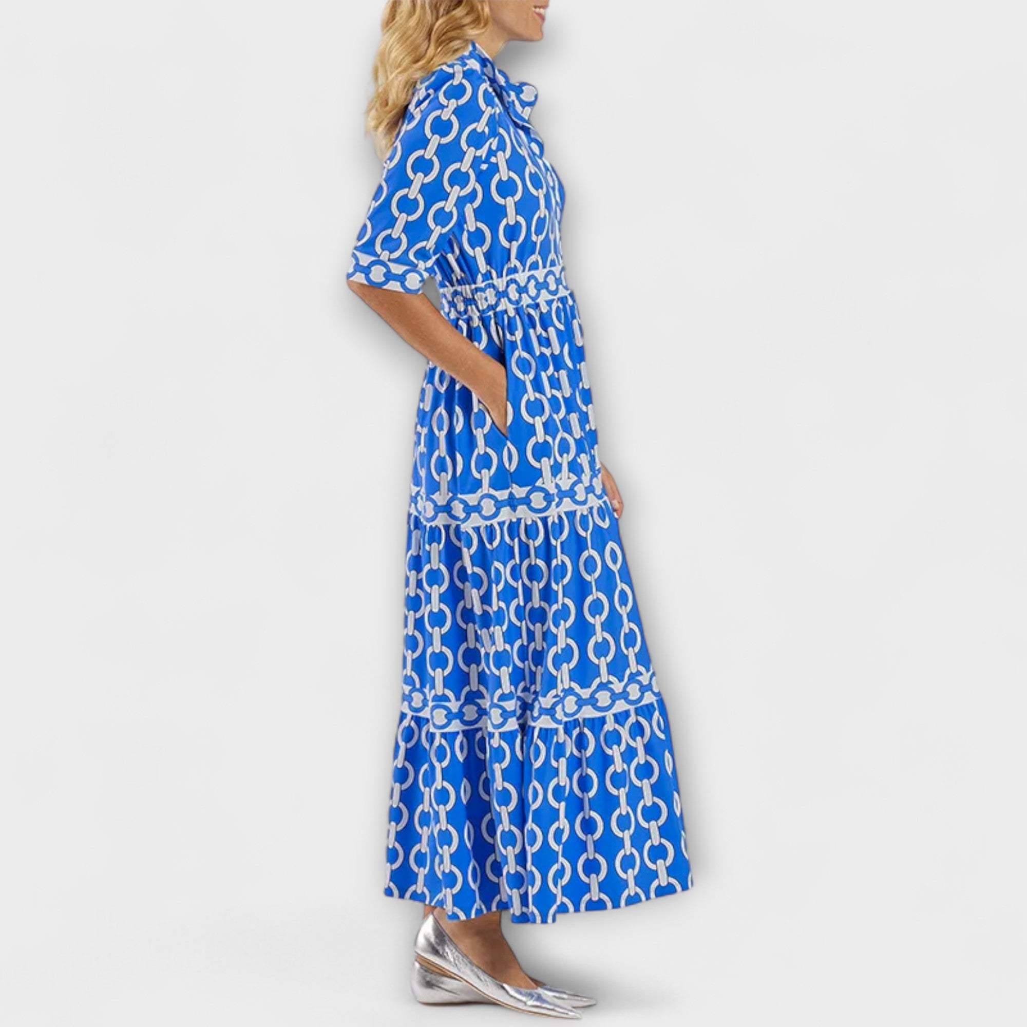 Sophia - Robe Midi à Motif Chaîne