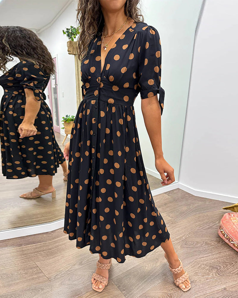 Miley - Robe à Pois Col en V