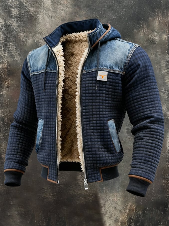 MAISON CLÉMENT PARIS™ | VESTE MATELASSÉE BLEU MARINE AVEC DÉTAILS ET JEAN