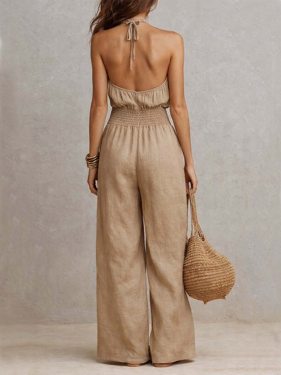 VALERIA | Combinaison Pantalon Large Col Halter