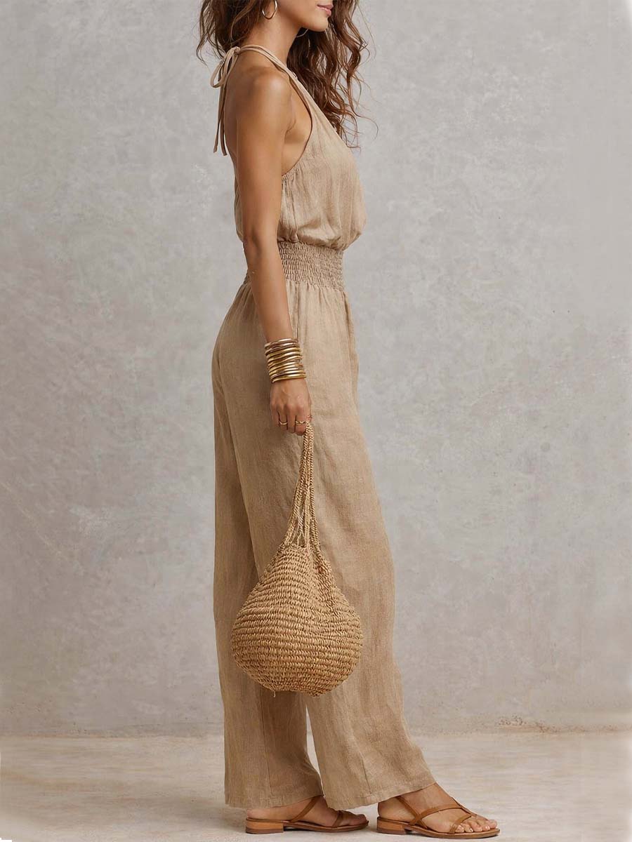 VALERIA | Combinaison Pantalon Large Col Halter