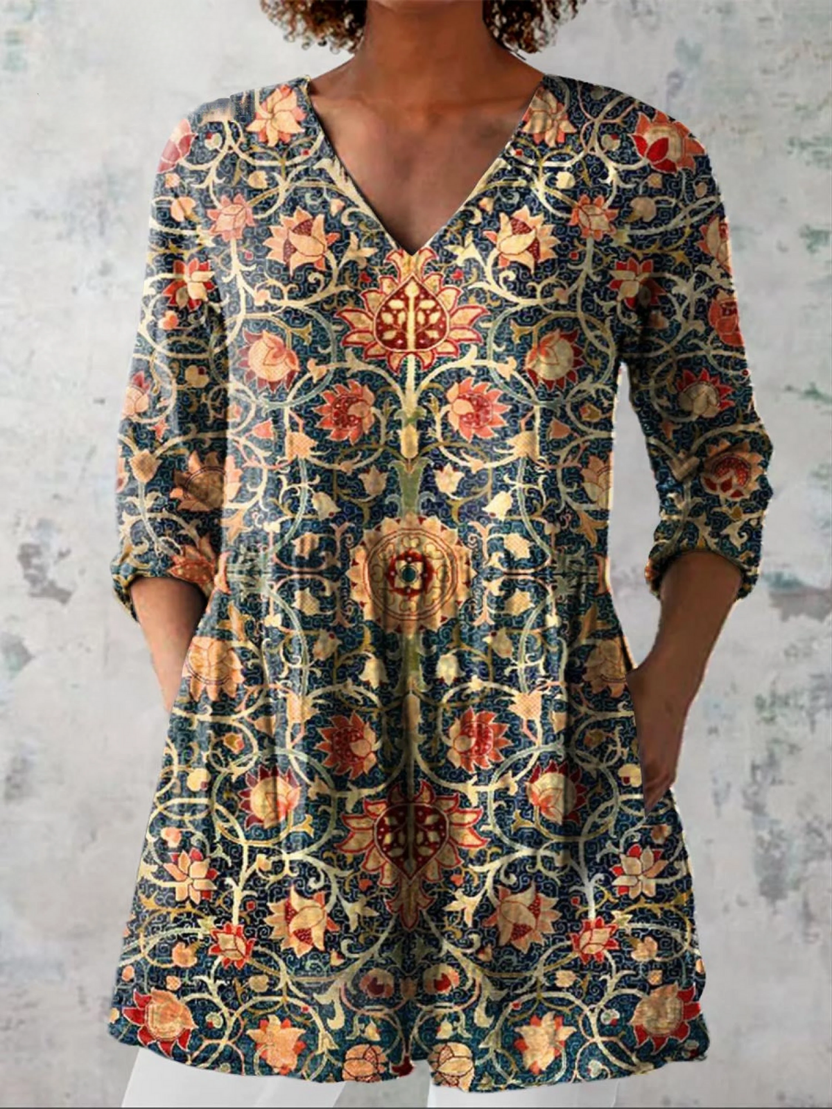 Celine | Longue Blouse Col V