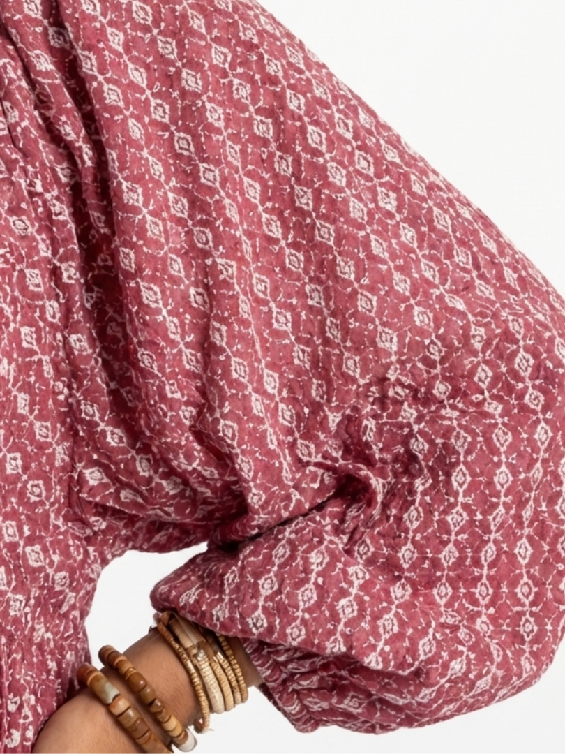 Arlette | Robe Midi à Imprimé Géométrique avec Manches Longues