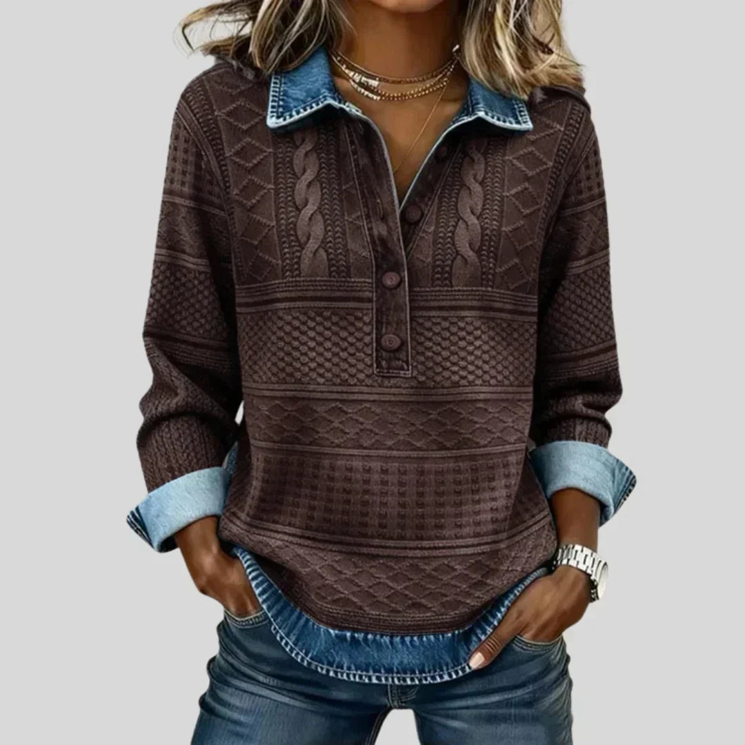 Azalée - Pull Vintage à Col Roulé en Tricot