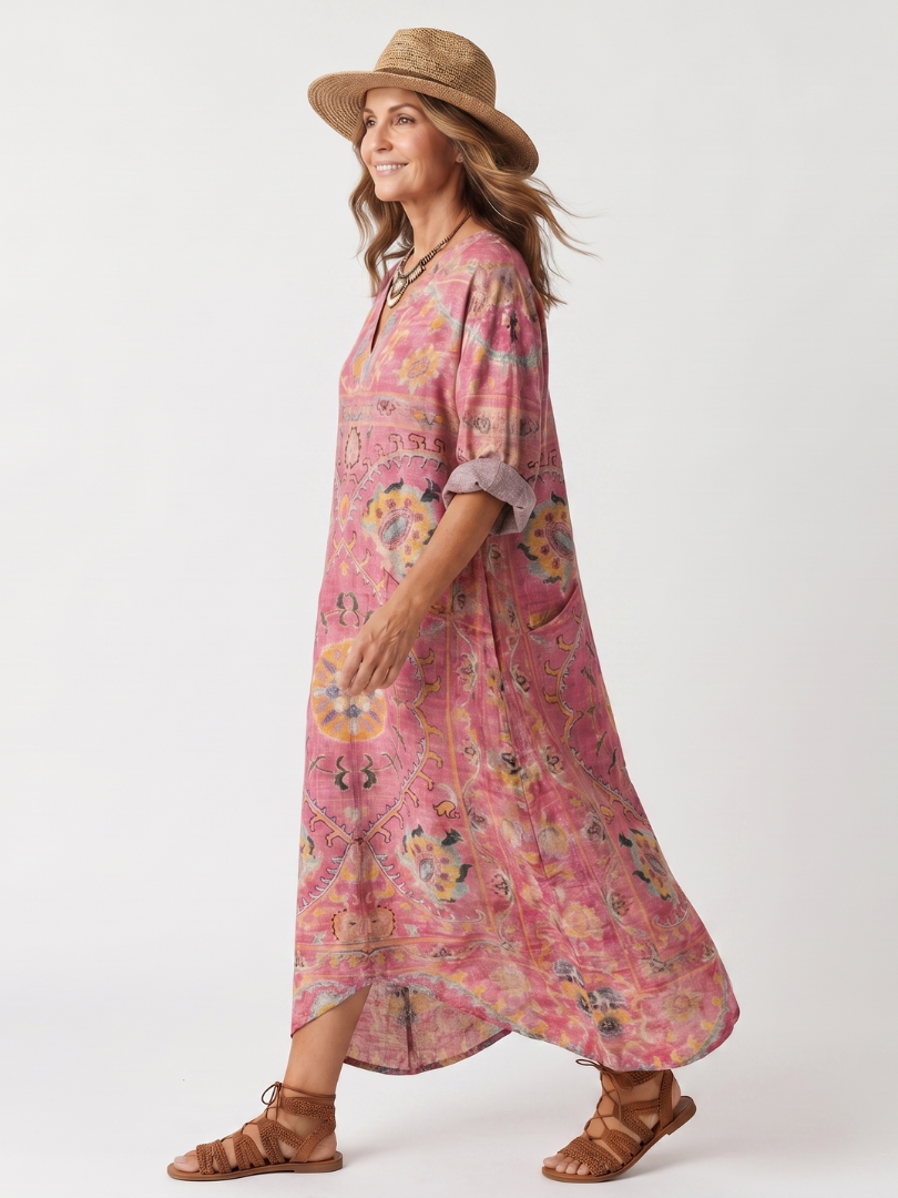 Tilda | Robe Midi Décontractée à Motif Abstrait