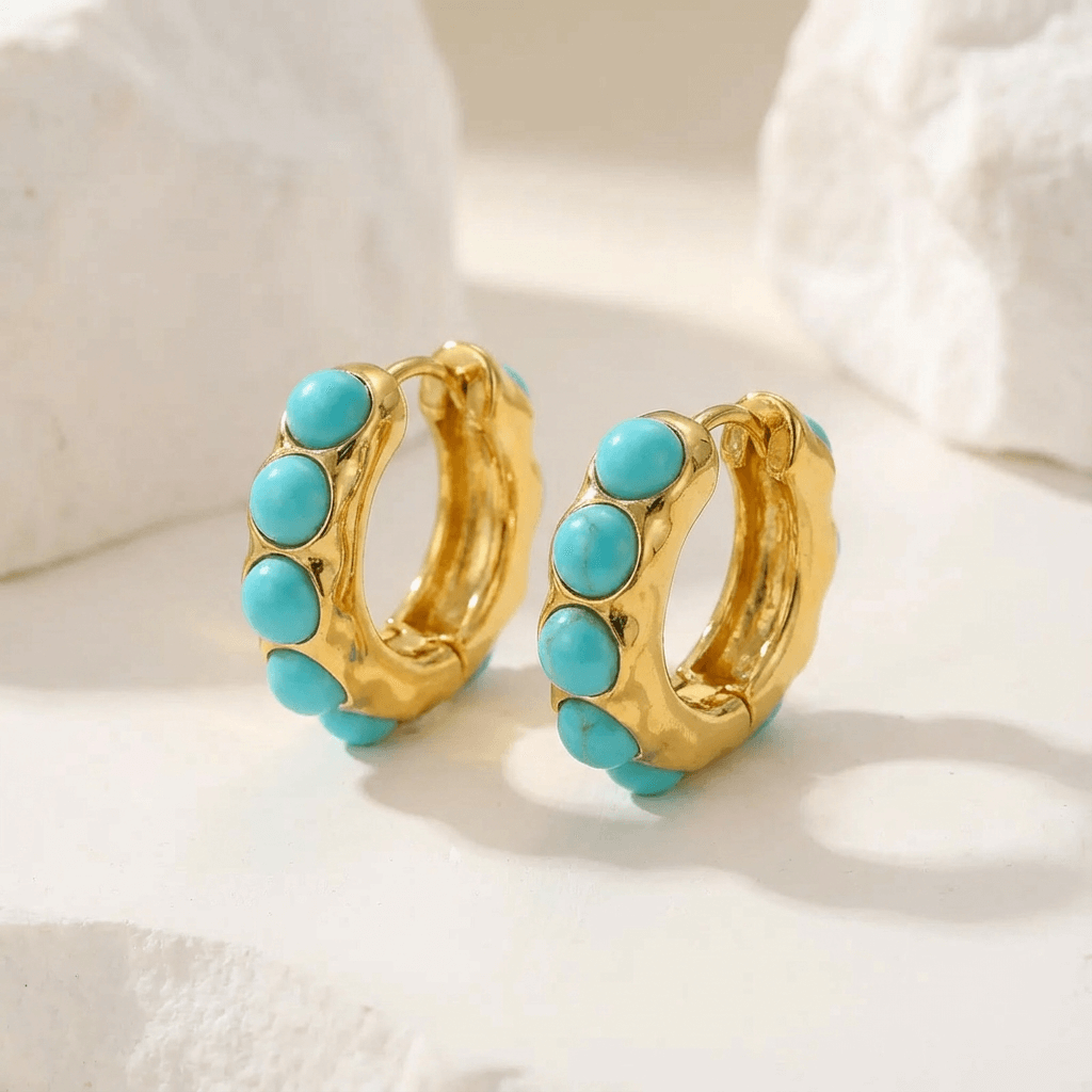 Créoles en pierre turquoise