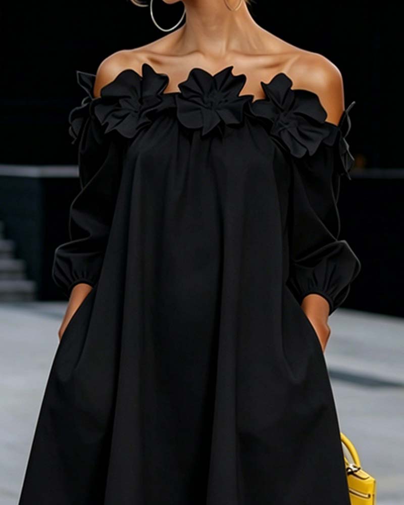 Robe à bretelles dénudées Danoir Paris Rhoda avec appliqué floral, vue de face, tissu léger et détail floral élégant.