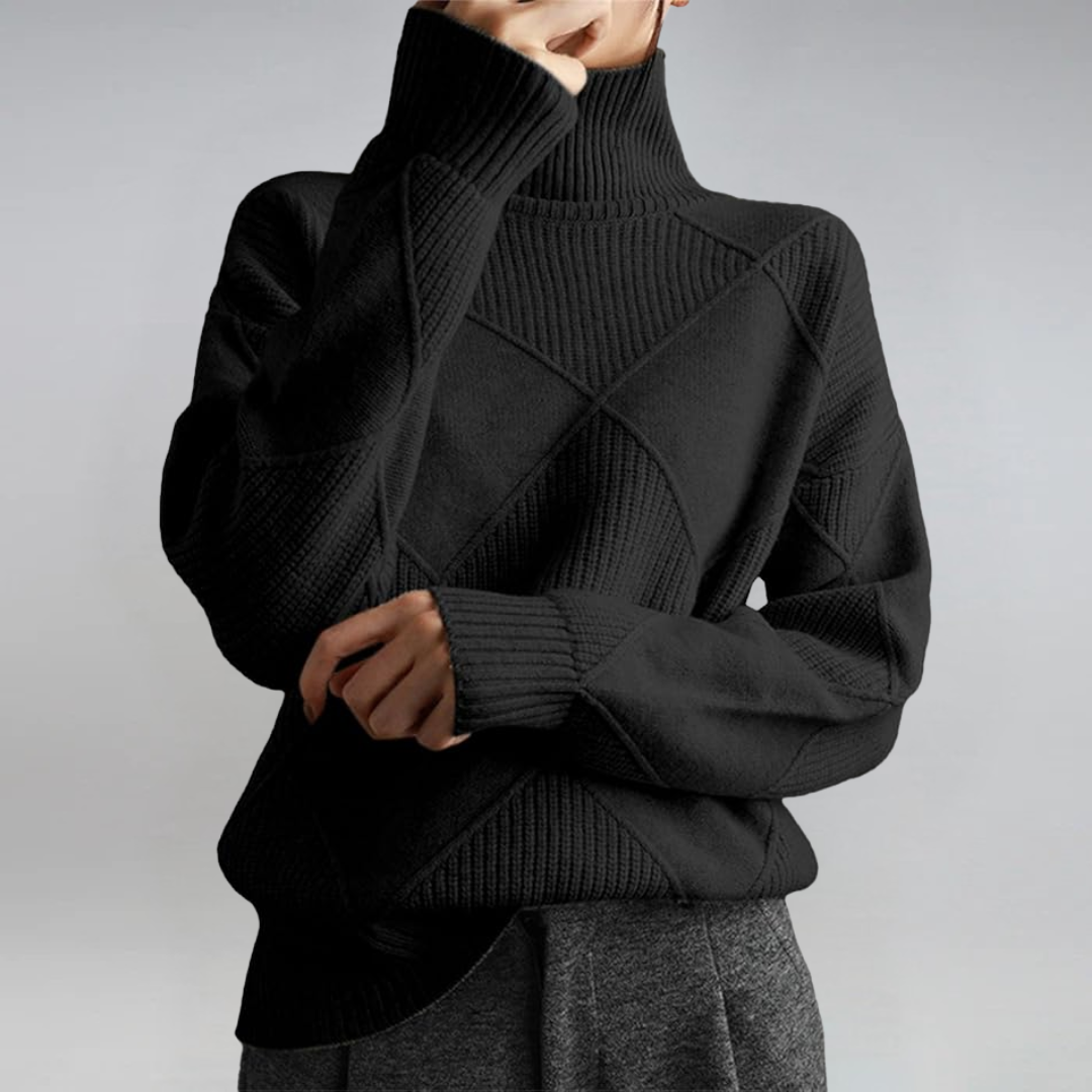 Pull en cachemire Danoir Paris Lauren, luxueux et chaud, avec col montant en douceur et texture fine visible sur l'image.