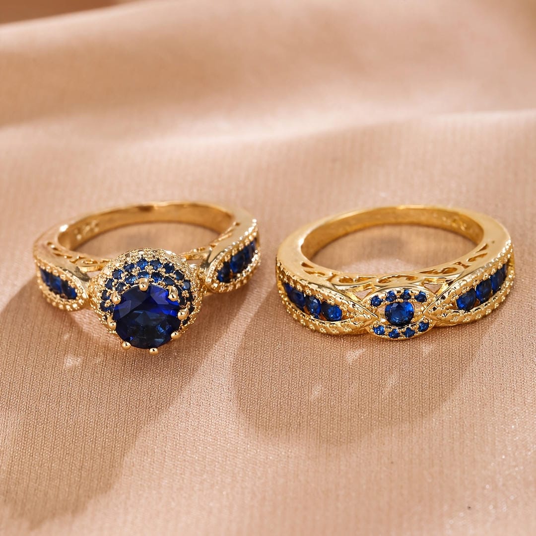Parure de bagues Victoria saphir doré