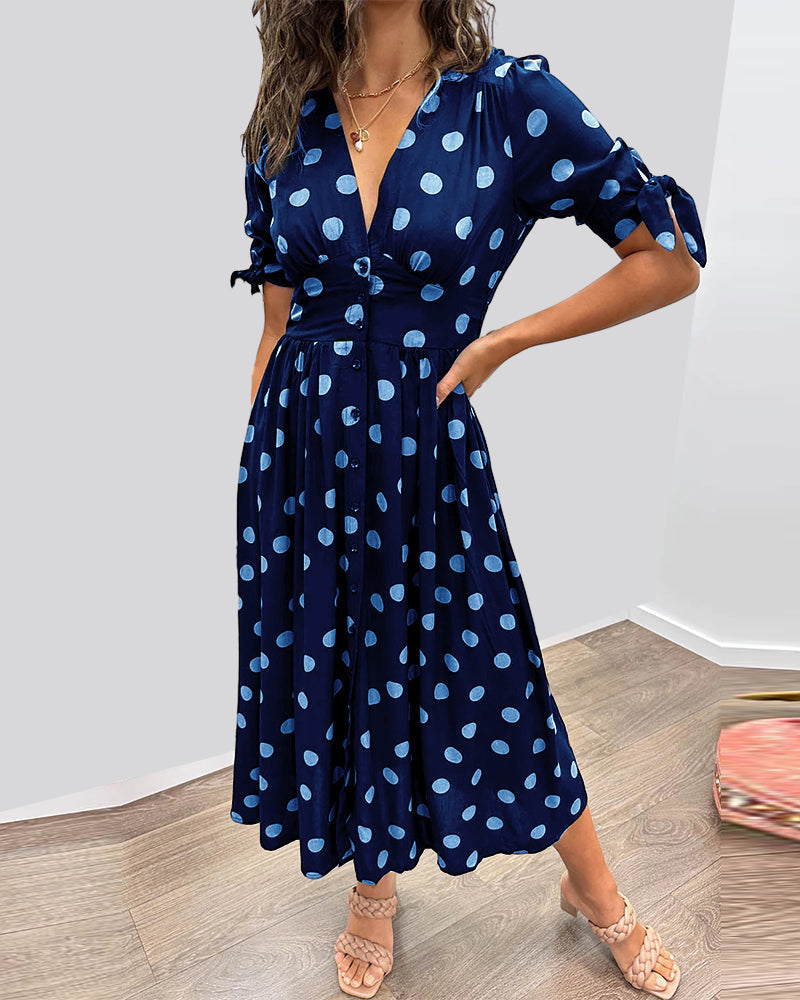 Miley - Robe à Pois Col en V
