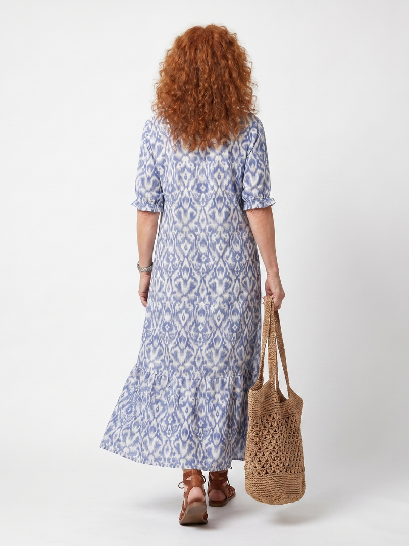 Ottoline | Robe Midi Imprimée avec Nœud Frangé