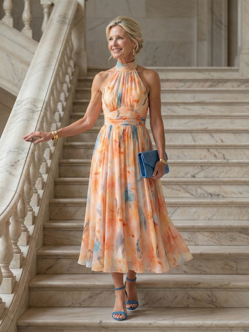 Elin | Robe midi à licou douce