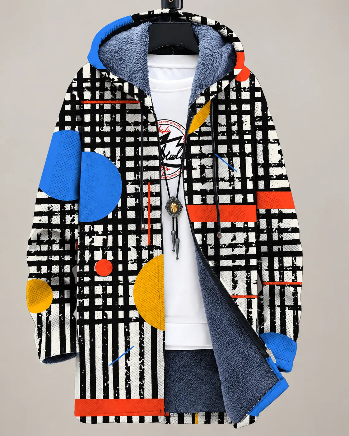 Veste à Capuche Art Moderne Imprimée Céleste