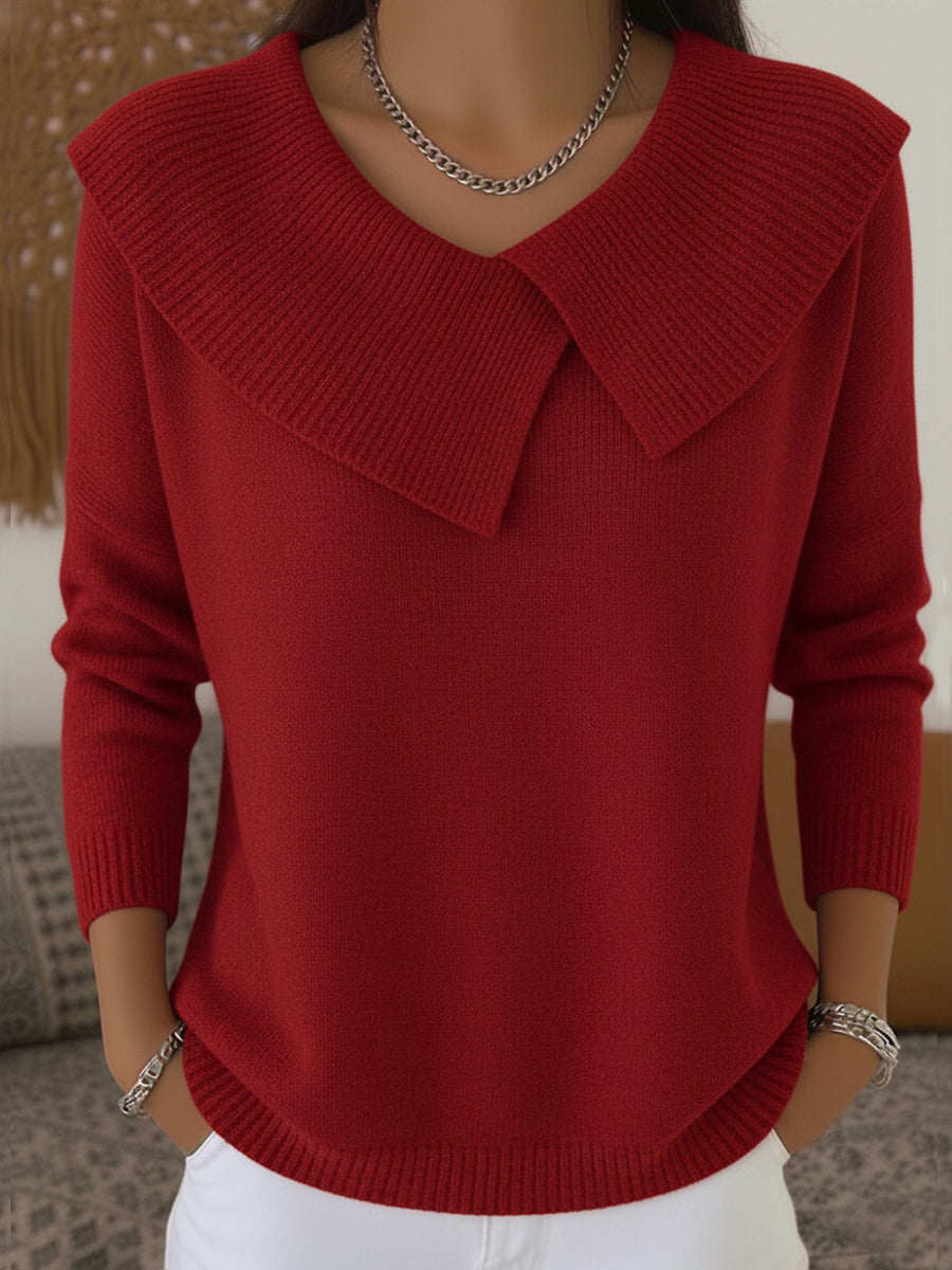 Pull confortable Danoir Paris Aerie, en tissu doux, avec col rond et manches longues, porté sur mannequin.